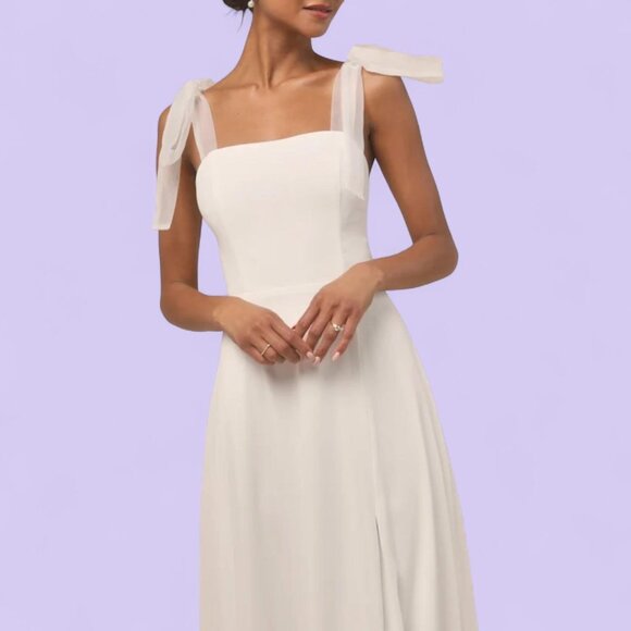 Lulus White Chiffon Tie-Strap Maxi Dress – Size Small - Picture 1 of 4
